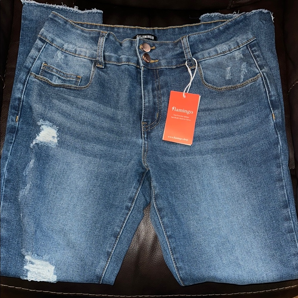 Flamingo Urban Blue Ankle Cropped Jeans